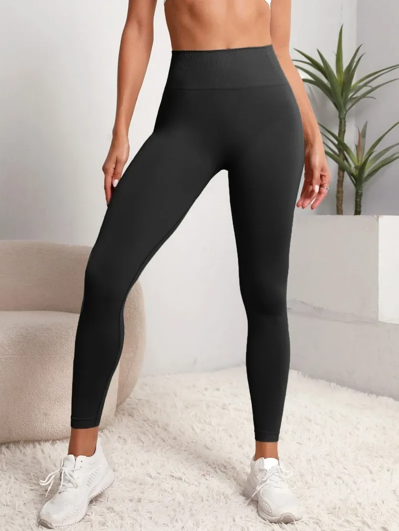 Women's Seamless High Waist Sports Leggings - Push Up Fitness Yoga Pants with Contouring Design, Moisture-Wicking Fabric for Gym and Activewear thumbnail 4