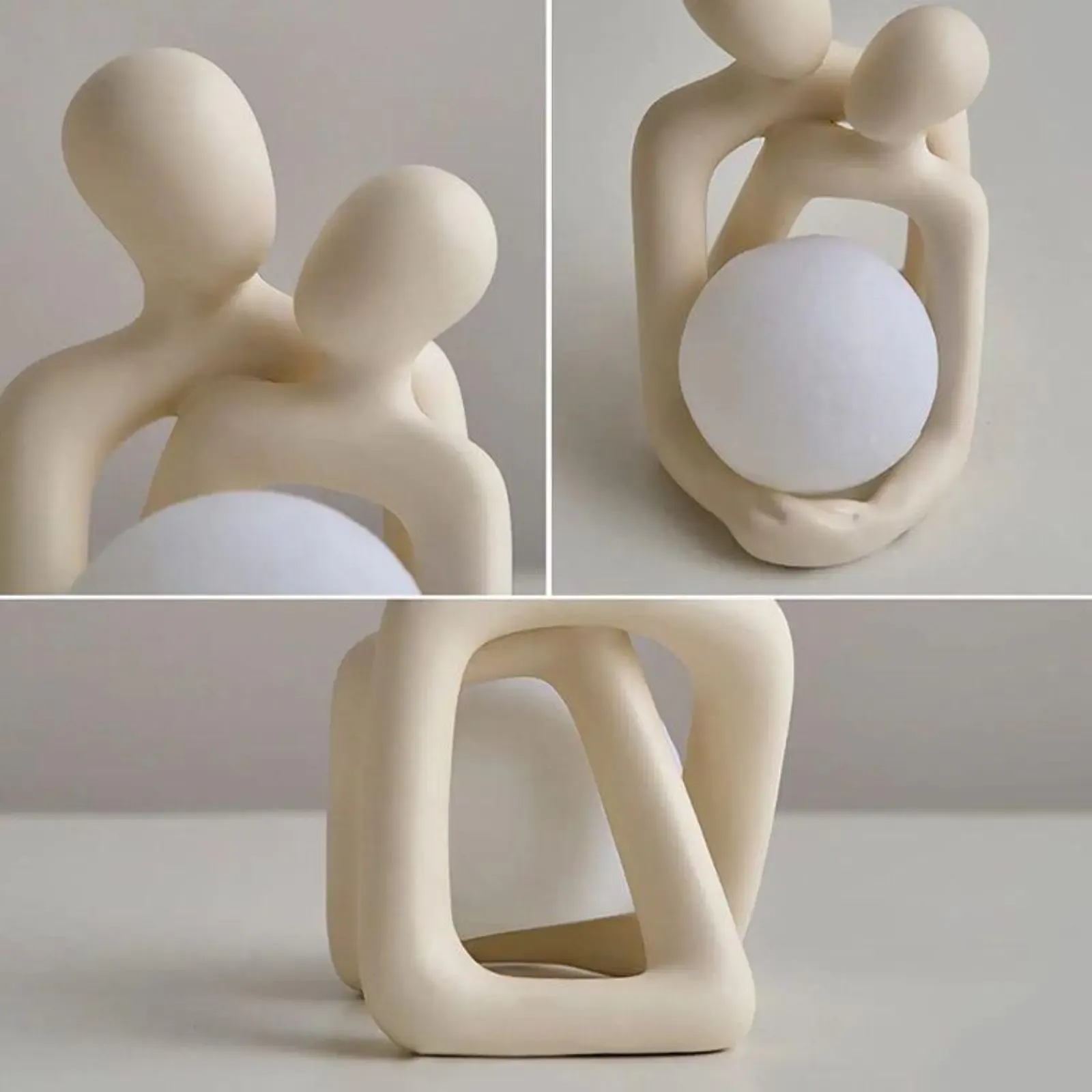 Heartwarming Loving Couple Resin Statue - Modern Home Decor Accent for Bookshelves, Office Desks, Nightstands, Living Room, Shelf Display - Romantic Gift for Anniversary, Wedding, Valentine's Day thumbnail 4