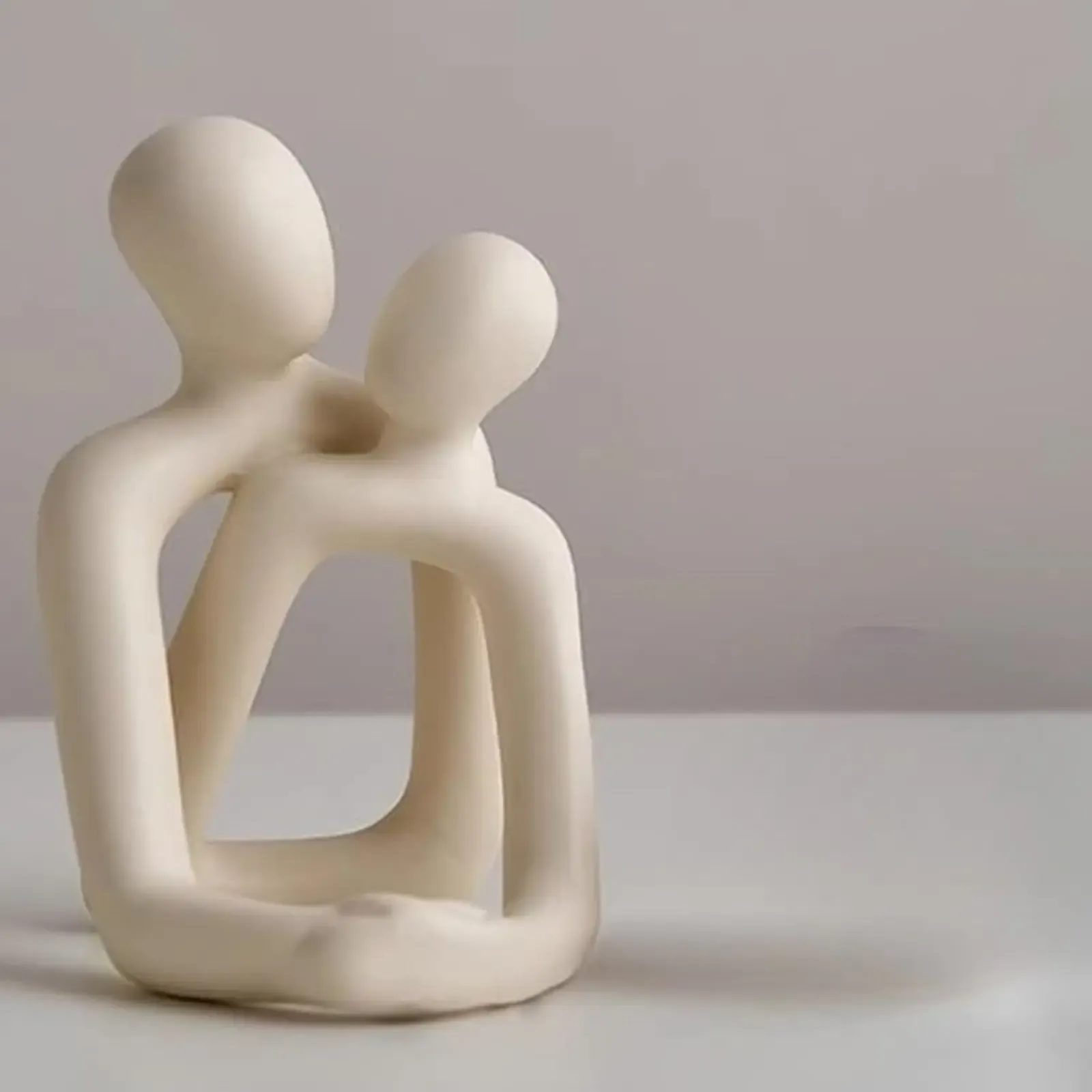 Heartwarming Loving Couple Resin Statue - Modern Home Decor Accent for Bookshelves, Office Desks, Nightstands, Living Room, Shelf Display - Romantic Gift for Anniversary, Wedding, Valentine's Day thumbnail 5