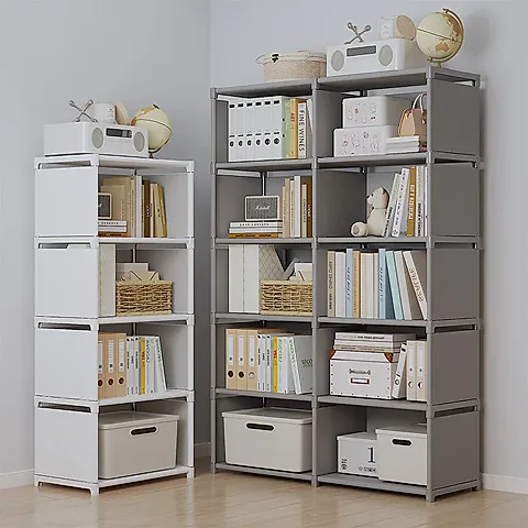 Multi-Layer Bookshelf with Steel Frame - Easy Assembly Storage Cabinet for Living Room, Study, Bedroom - Ideal for Books, Sundries, and Toys