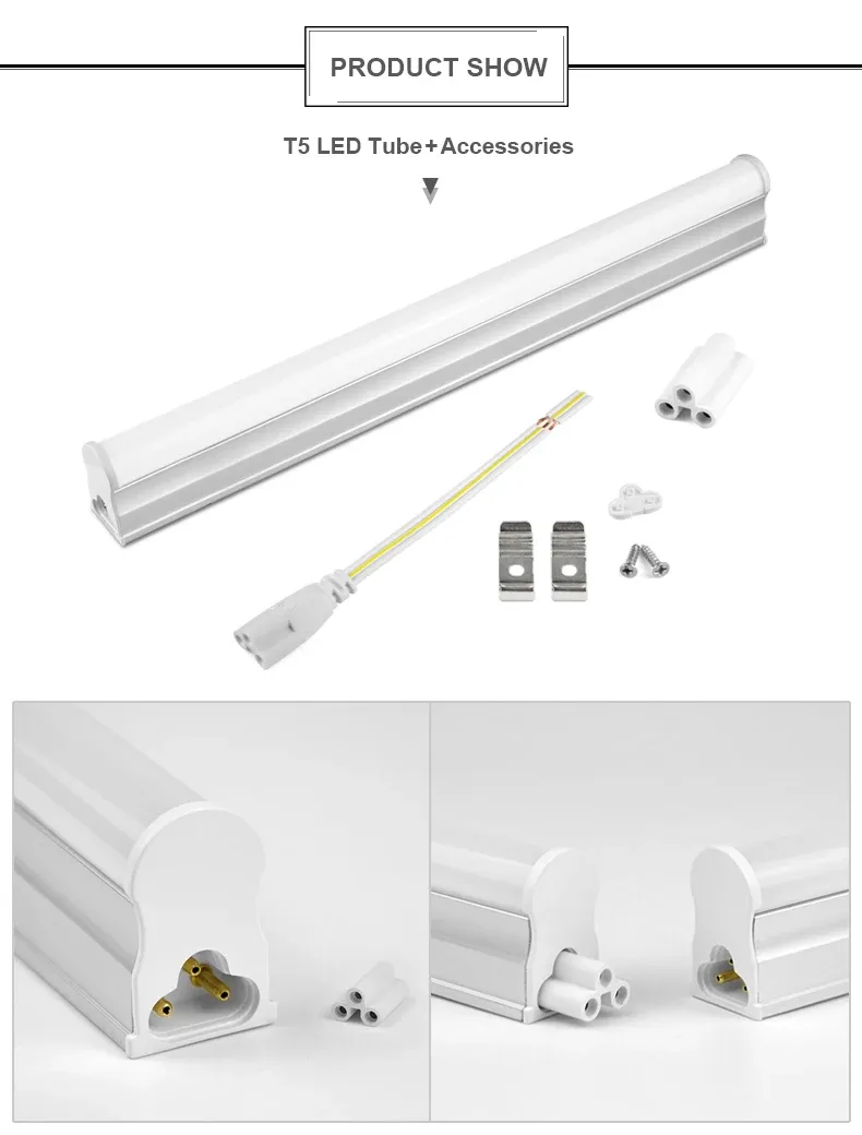29CM 6W LED T5 Tube Bar Desk Lamp with Screws, Under Bookshelf Mount, AC 110V-220V, 1.2m Cable, Aluminum Acrylic, 80+ CRI, Home Reading Table Light showcase 7