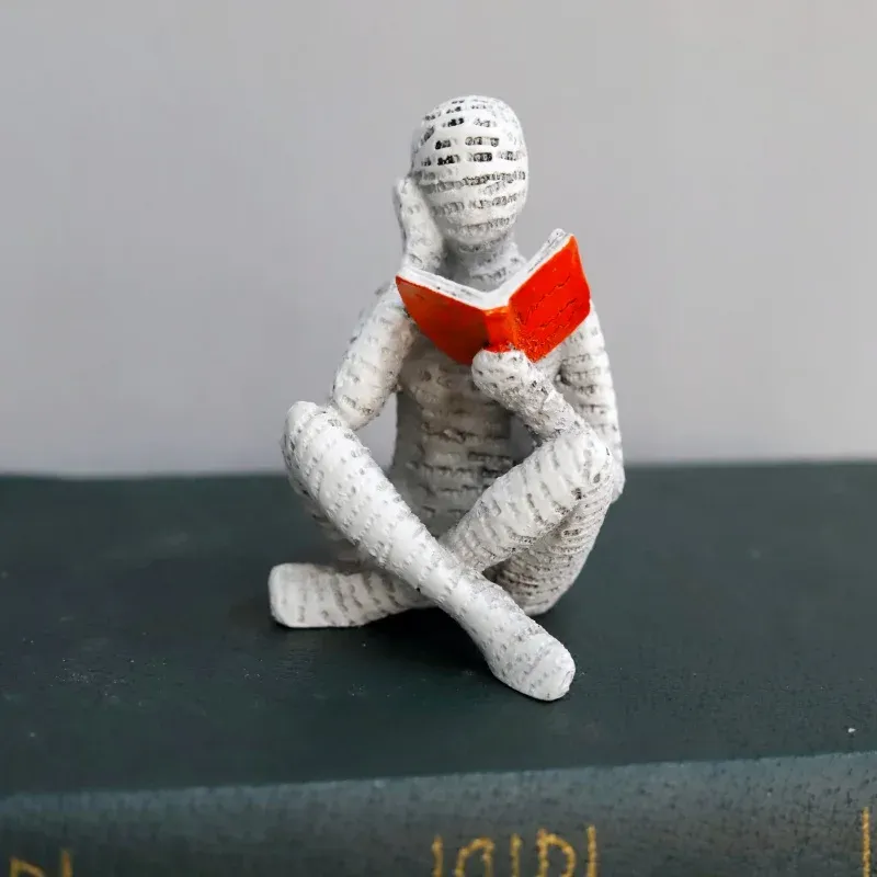 Creative Woman Thinker Statue Sculpture Modern Art Home Office Bookshelf Decor, Paper Pulp Desk Accessory Gift for Living Room & Study thumbnail 2