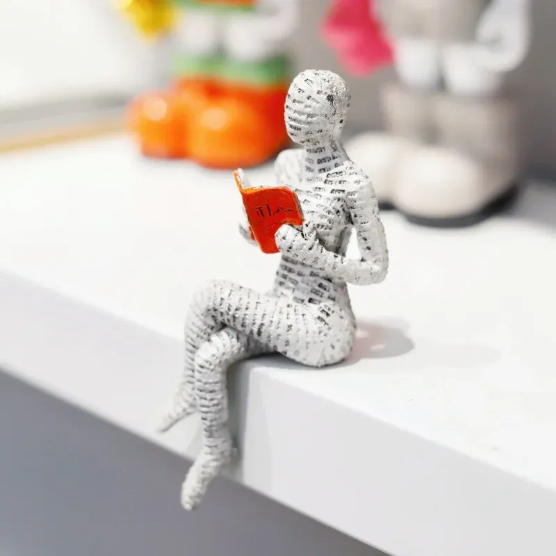 Creative Woman Thinker Statue Sculpture Modern Art Home Office Bookshelf Decor, Paper Pulp Desk Accessory Gift for Living Room & Study showcase 6