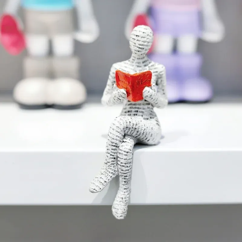 Creative Woman Thinker Statue Sculpture Modern Art Home Office Bookshelf Decor, Paper Pulp Desk Accessory Gift for Living Room & Study showcase 5
