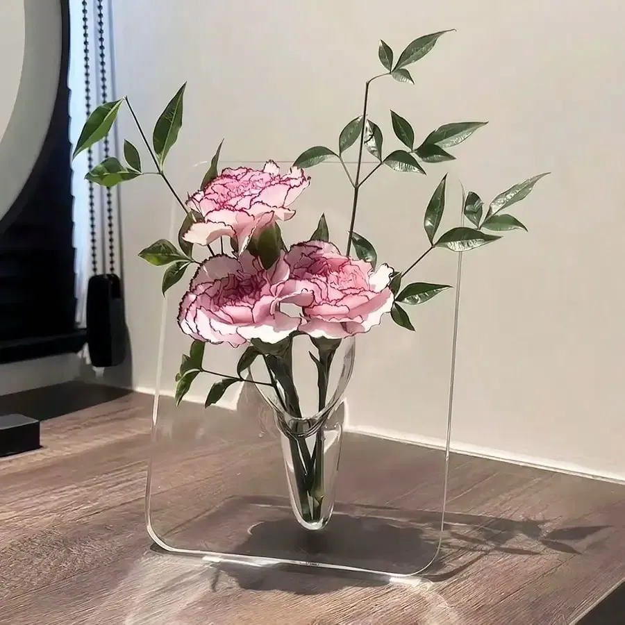 Modern Clear Acrylic Flower Vase - Decorative Art Vases for Home Decor, Perfect for Desktops, Bookshelves, and Table Centerpieces showcase 4