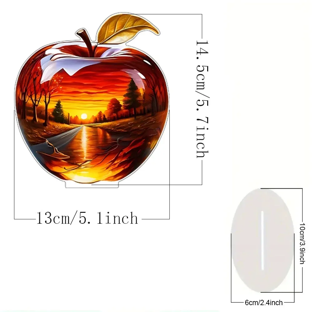 Acrylic 2D Apple Cherry Blossom Tree Ocean Scene Desktop Ornament, Creative Pattern Decor Crafts for Home Bookshelf Decoration, Unique Gift thumbnail 6