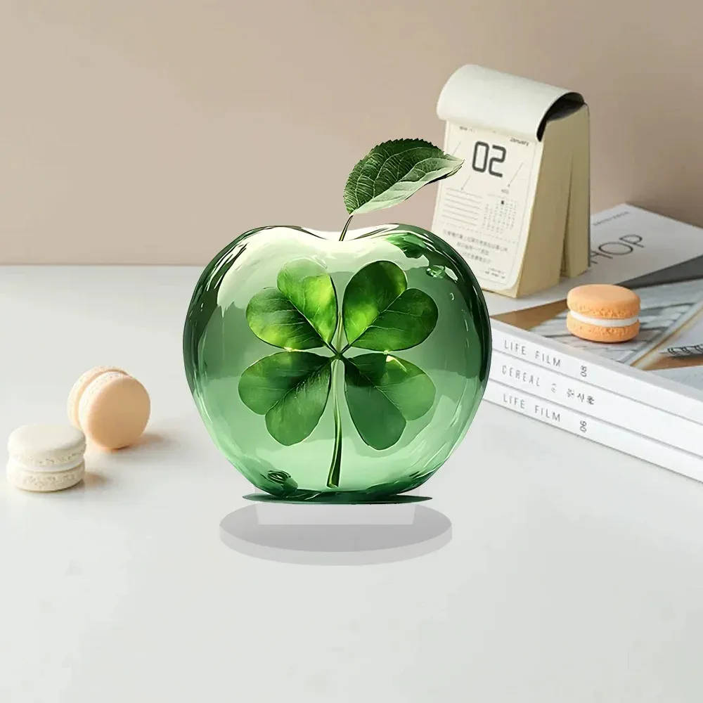 Acrylic 2D Apple Cherry Blossom Tree Ocean Scene Desktop Ornament, Creative Pattern Decor Crafts for Home Bookshelf Decoration, Unique Gift thumbnail 4