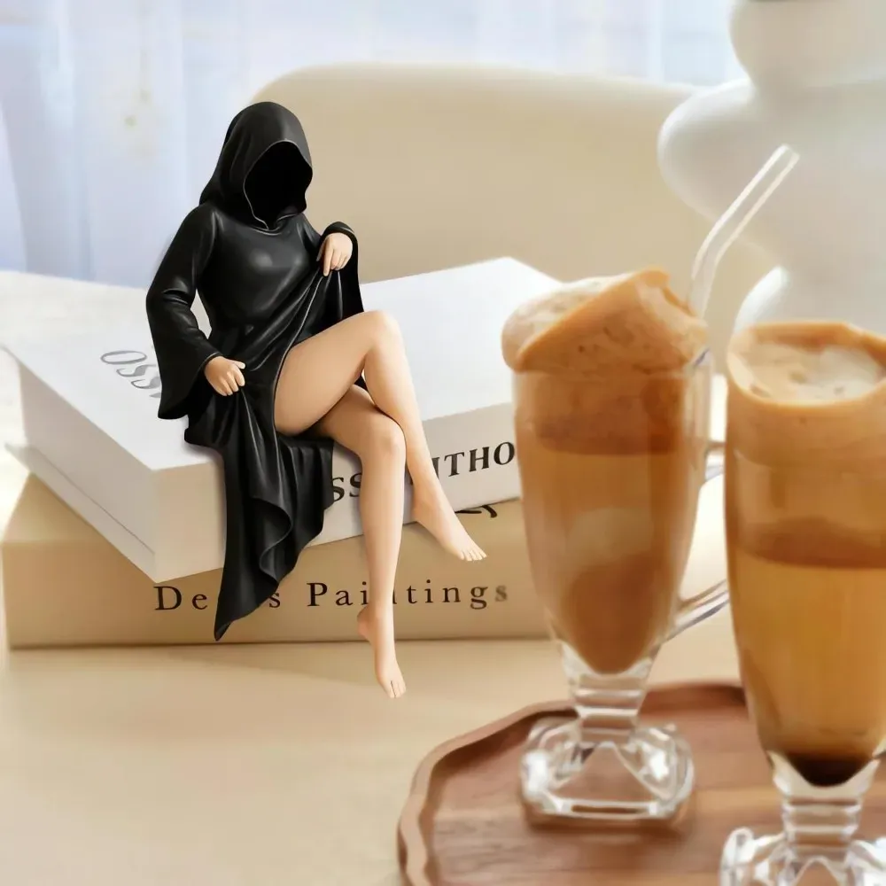 Gothic Black Robe Queen Statue 3D Printed Sculpture - Mysterious Desktop Ornament & Bookshelf Decor for Halloween & Dark Aesthetic Lovers thumbnail 6