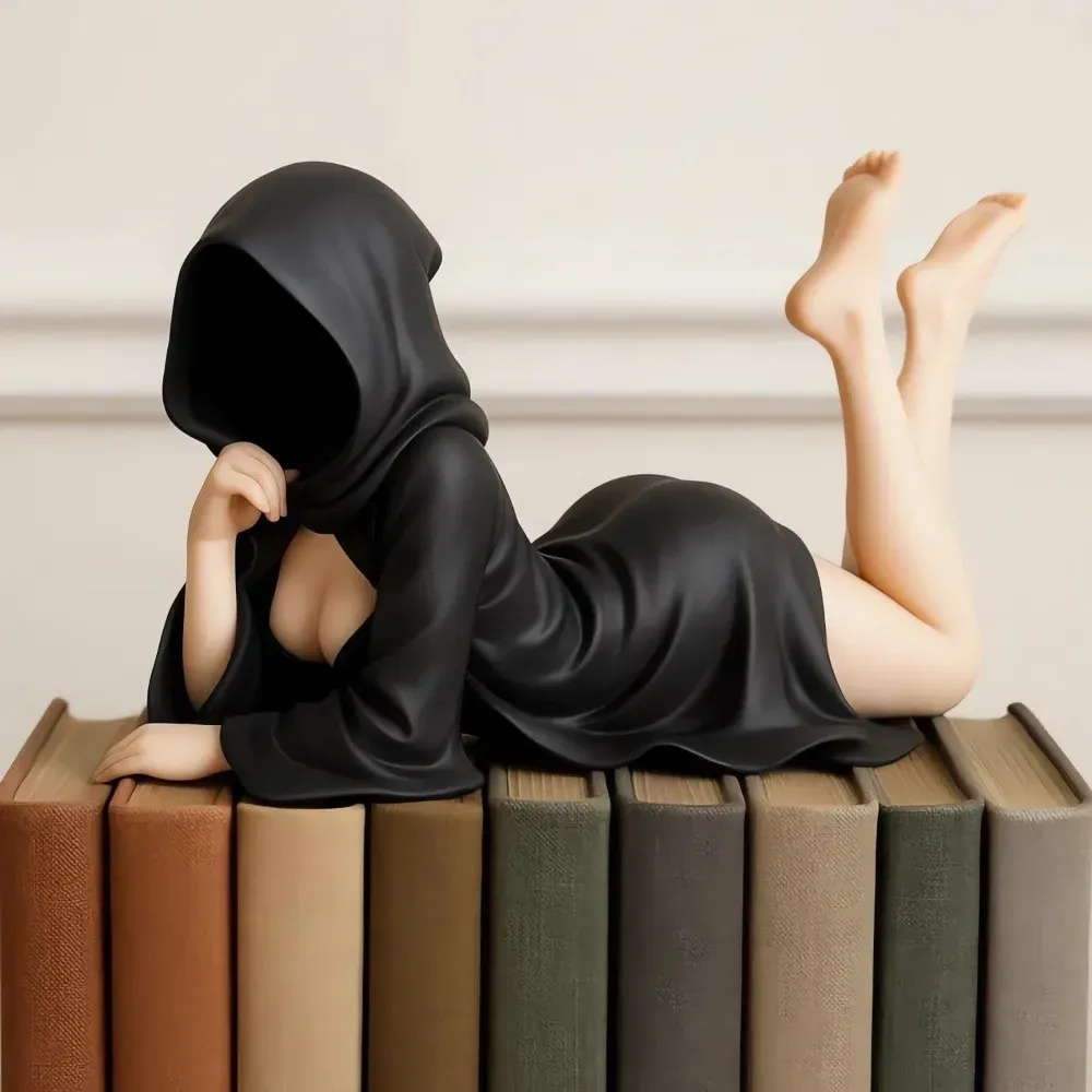 Gothic Black Robe Queen Statue 3D Printed Sculpture - Mysterious Desktop Ornament & Bookshelf Decor for Halloween & Dark Aesthetic Lovers thumbnail 3