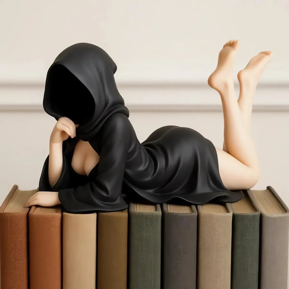 Gothic Black Robe Queen Statue 3D Printed Sculpture - Mysterious Desktop Ornament & Bookshelf Decor for Halloween & Dark Aesthetic Lovers showcase 2
