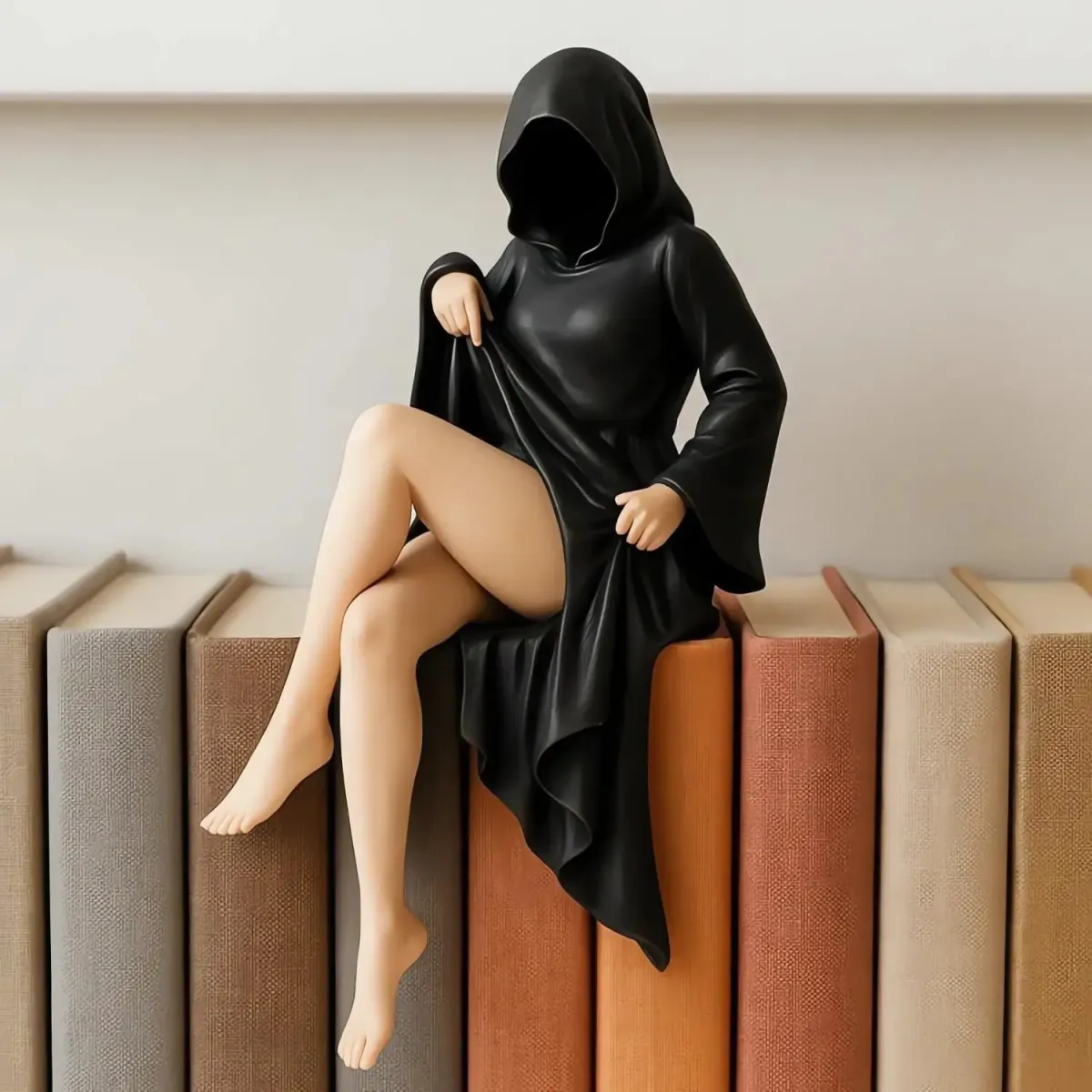 Gothic Black Robe Queen Statue 3D Printed Sculpture - Mysterious Desktop Ornament & Bookshelf Decor for Halloween & Dark Aesthetic Lovers showcase 1