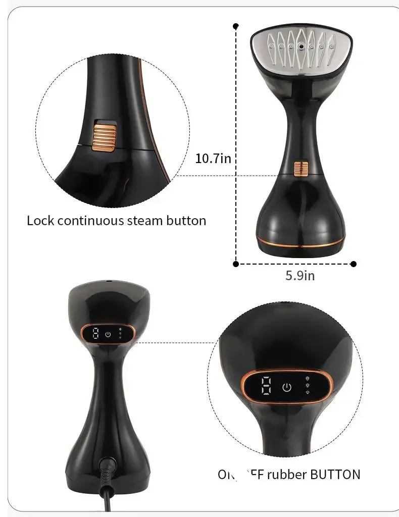 Portable Handheld Garment Steamer for Clothes - 1640W Electric Steam Iron with 320ml Tank, 25s Quick Heat, Stainless Steel Panel, 1.8m Cord - Ideal for Home & Travel showcase 19