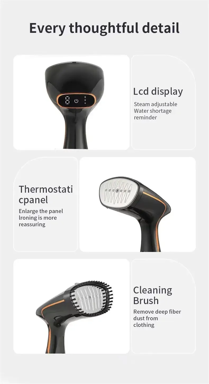 Portable Handheld Garment Steamer for Clothes - 1640W Electric Steam Iron with 320ml Tank, 25s Quick Heat, Stainless Steel Panel, 1.8m Cord - Ideal for Home & Travel showcase 22