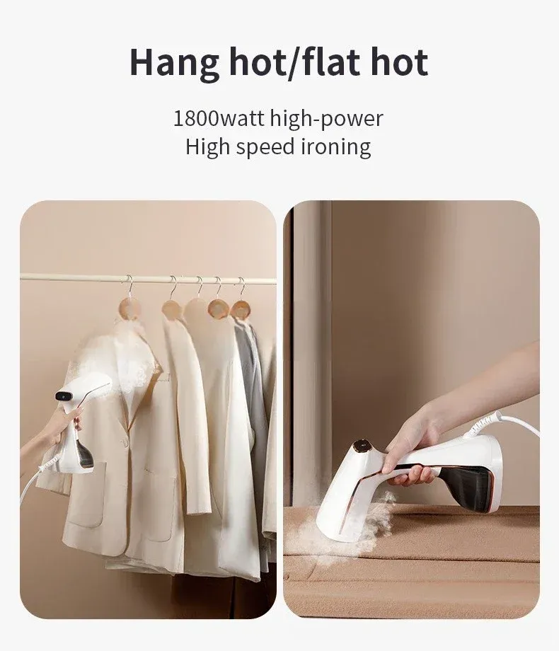 Portable Handheld Garment Steamer for Clothes - 1640W Electric Steam Iron with 320ml Tank, 25s Quick Heat, Stainless Steel Panel, 1.8m Cord - Ideal for Home & Travel showcase 10