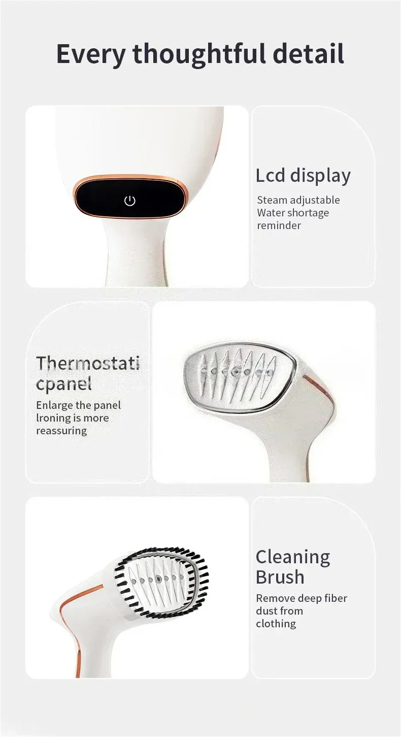 Portable Handheld Garment Steamer for Clothes - 1640W Electric Steam Iron with 320ml Tank, 25s Quick Heat, Stainless Steel Panel, 1.8m Cord - Ideal for Home & Travel showcase 2