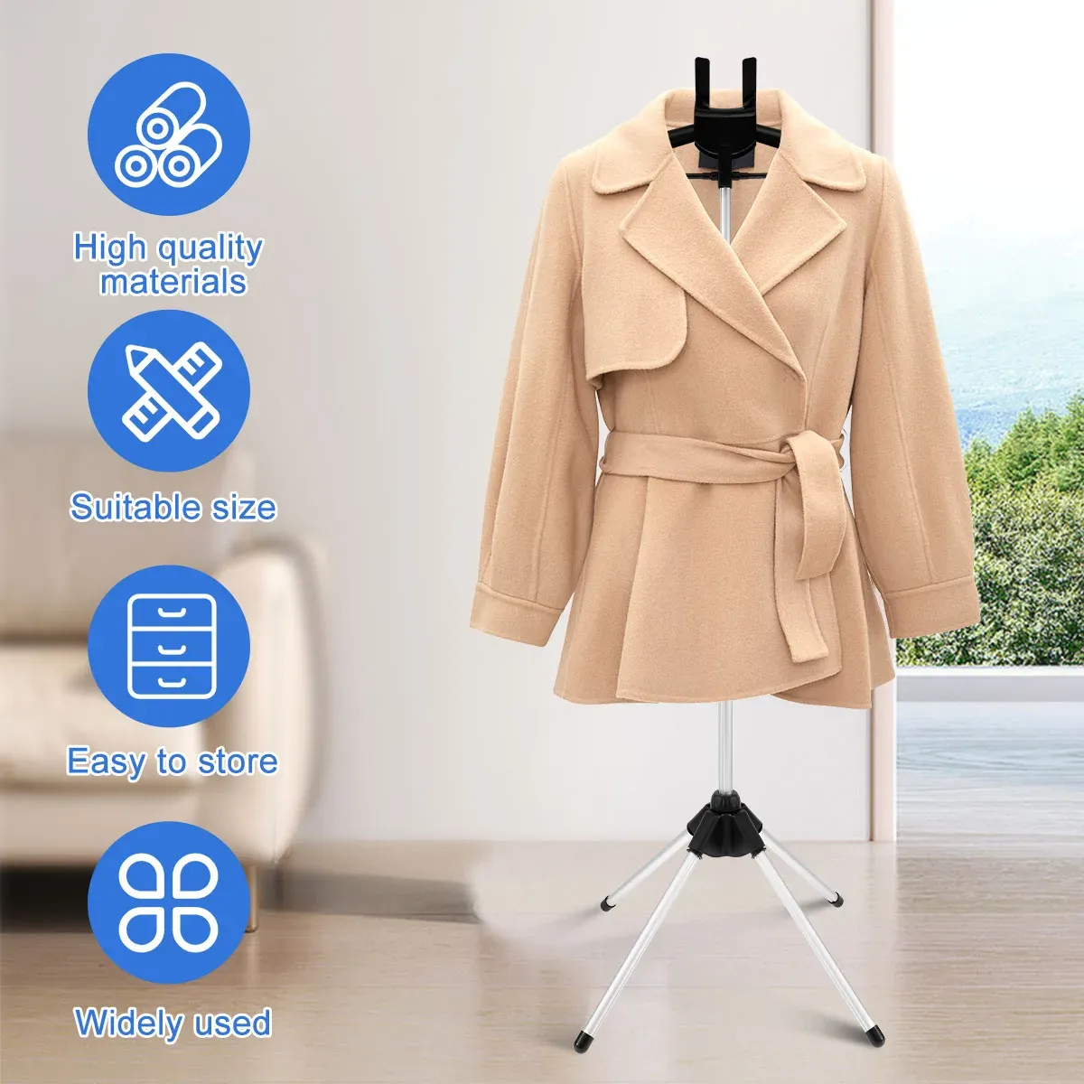 Adjustable Garment Steamer Stand with Handheld Ironing Board - Portable 84-160cm Rack for Home & Travel thumbnail 6