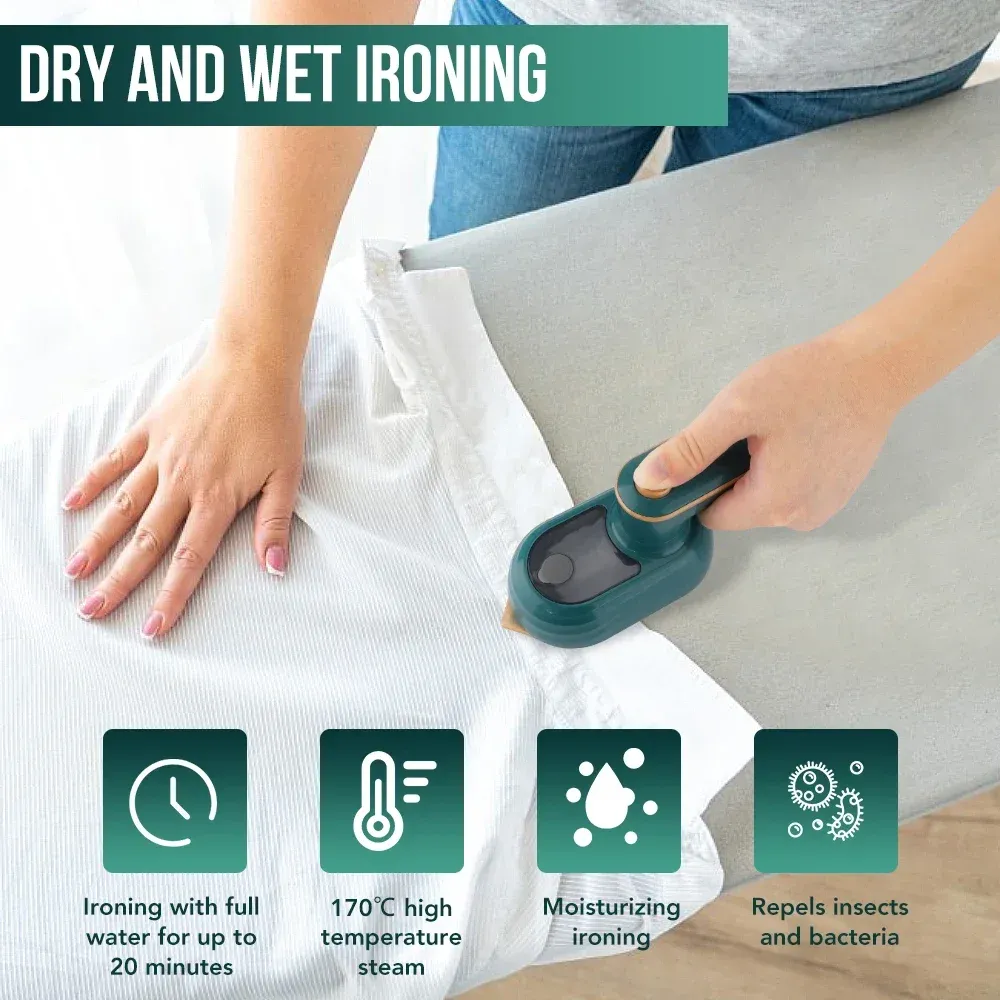 Portable Handheld Mini Steam Iron for Clothes - 40W Fast Heating Garment Steamer with 180°C Plate, 60ml Tank, Foldable Design for Travel & Home Use thumbnail 2