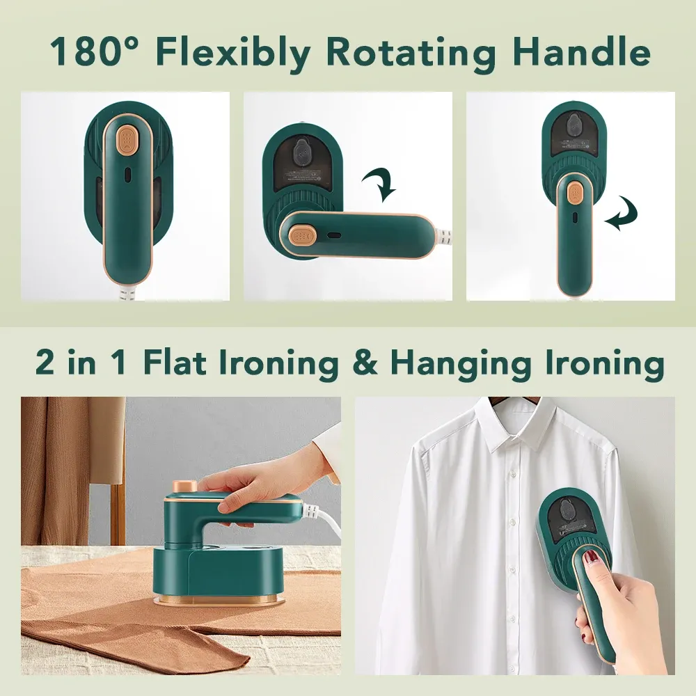 Portable Handheld Mini Steam Iron for Clothes - 40W Fast Heating Garment Steamer with 180°C Plate, 60ml Tank, Foldable Design for Travel & Home Use showcase 2
