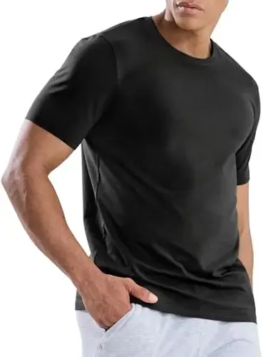 Men's O-Neck Short Sleeve T-Shirt Polyester Solid Color Fitness Muscle Tee Breathable Quick Dry Athletic Top for Jogging and Bodybuilding showcase 5