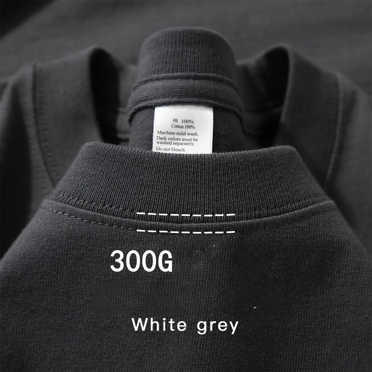 Heavyweight 300g Cotton T-Shirt for Men and Women, Summer Round Neck Loose Fit Basic Tee, Comfortable Short Sleeve Base Shirt thumbnail 4