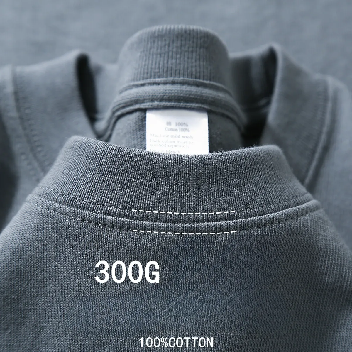 Heavyweight 300g Cotton T-Shirt for Men and Women, Summer Round Neck Loose Fit Basic Tee, Comfortable Short Sleeve Base Shirt thumbnail 5