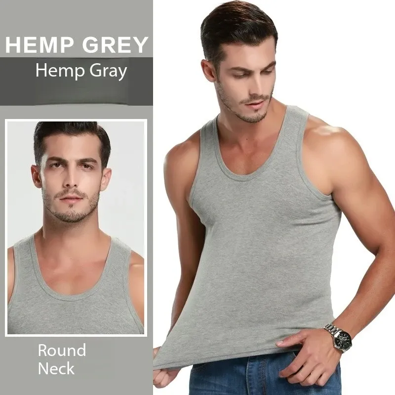 Men's Four Seasons Cotton Vest T-Shirt - Casual Sleeveless O-Neck Sports Fitness Top for All Ages thumbnail 5