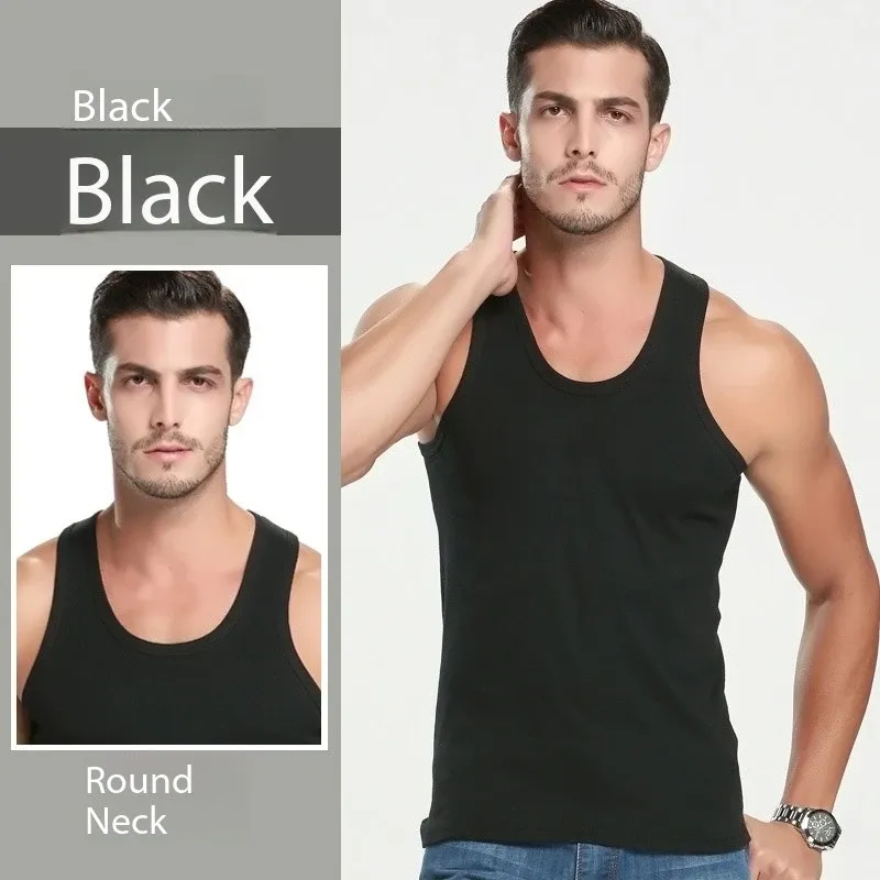 Men's Four Seasons Cotton Vest T-Shirt - Casual Sleeveless O-Neck Sports Fitness Top for All Ages thumbnail 1
