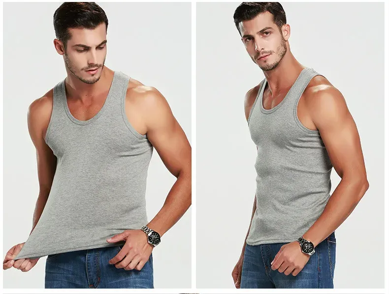 Men's Four Seasons Cotton Vest T-Shirt - Casual Sleeveless O-Neck Sports Fitness Top for All Ages showcase 8
