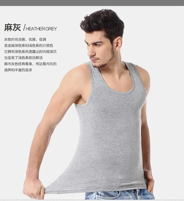 Men's 1/3 Pack Cotton Joker Vest - Versatile Sleeveless O-Neck T-Shirt for Sports, Fitness, Casual Wear - All Seasons Comfort for Youth & Middle-Aged thumbnail 3