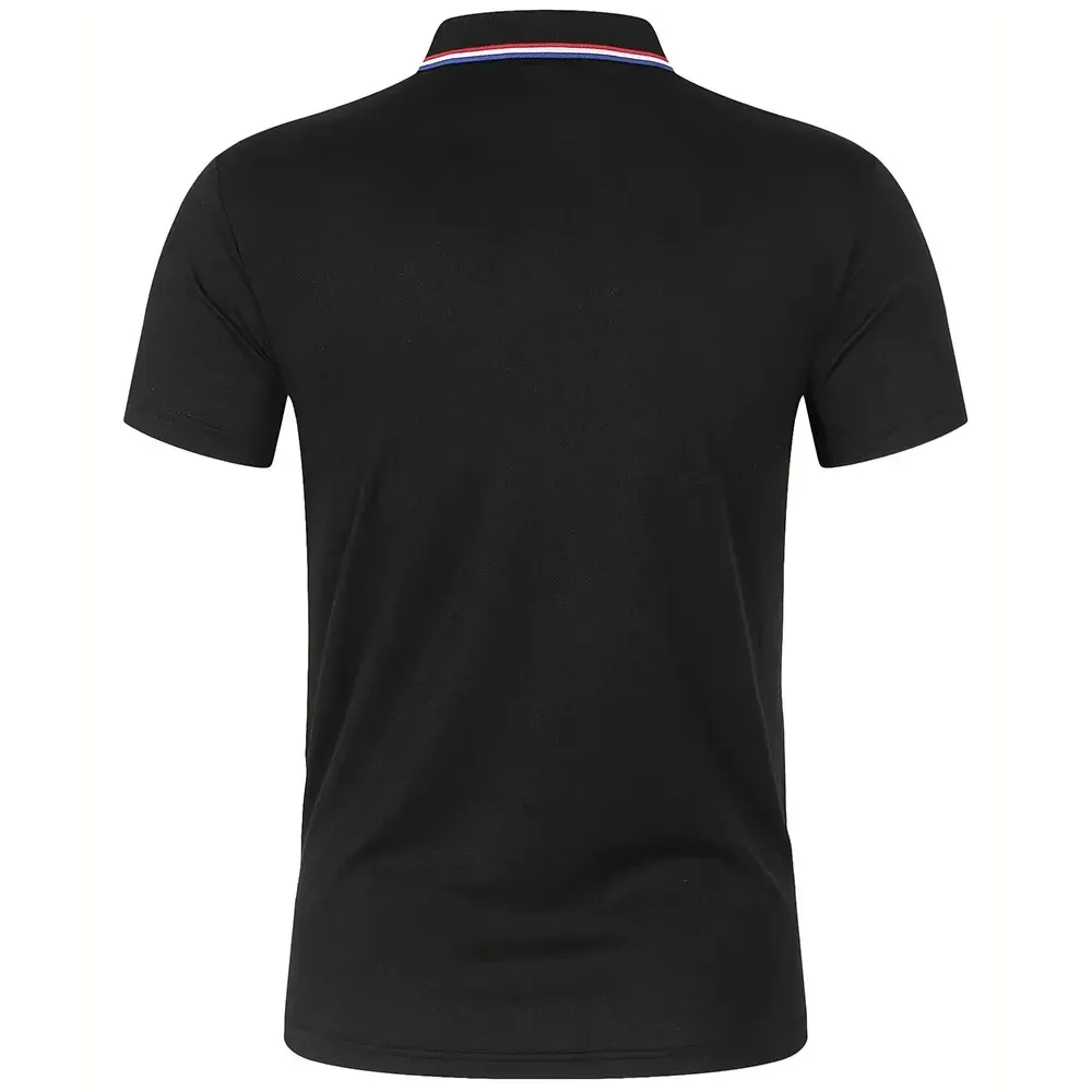 Men's Summer Casual Polo Shirt - Breathable Polyester Short Sleeve T-Shirt, Solid Color, Comfortable Fit for Everyday Wear thumbnail 2