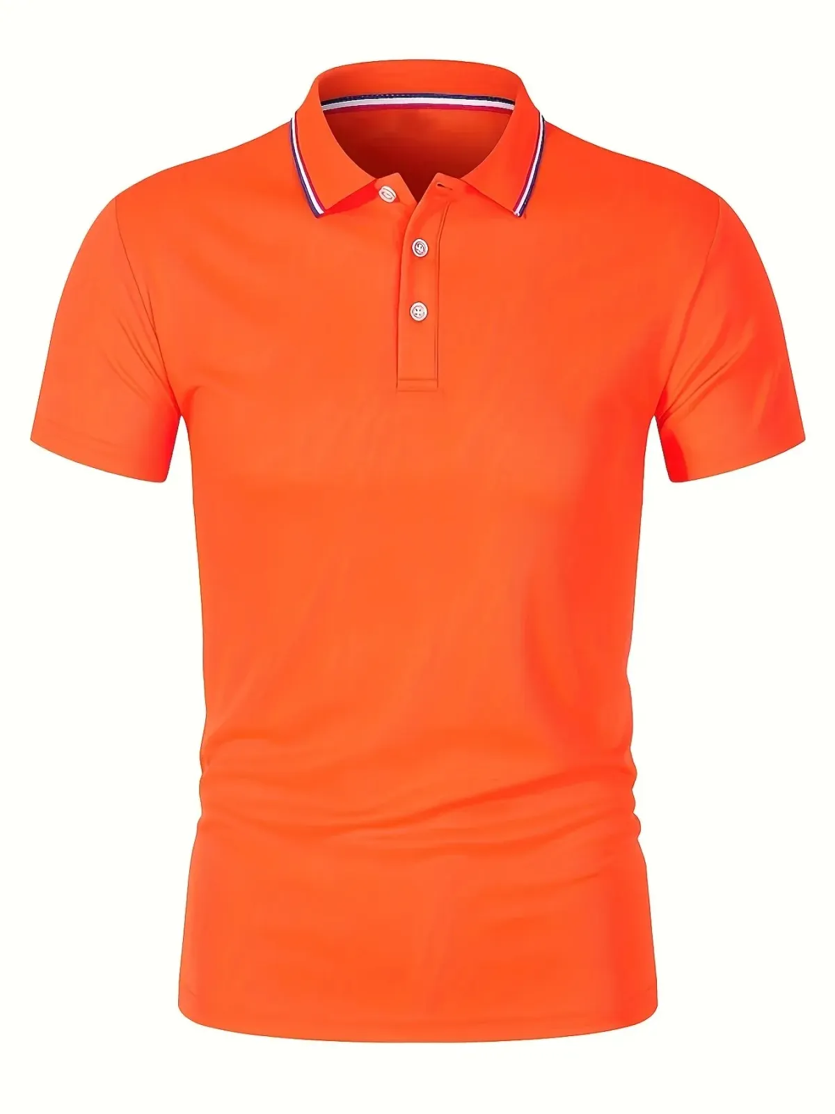 Men's Summer Casual Polo Shirt - Breathable Polyester Short Sleeve T-Shirt, Solid Color, Comfortable Fit for Everyday Wear showcase 19