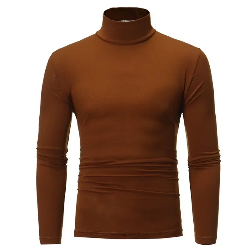 Men's Autumn Winter High Neck Long Sleeve T-Shirt Slim Fit Fashion Pullover - Breathable Elastic Apparel for Casual Wear showcase 16