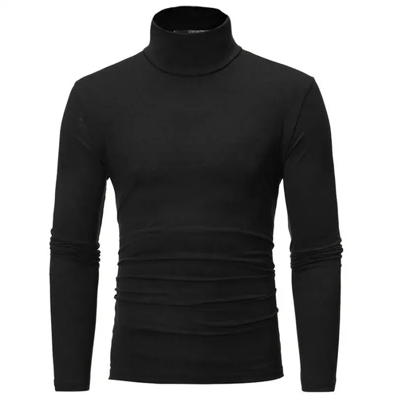 Men's Autumn Winter High Neck Long Sleeve T-Shirt Slim Fit Fashion Pullover - Breathable Elastic Apparel for Casual Wear showcase 4