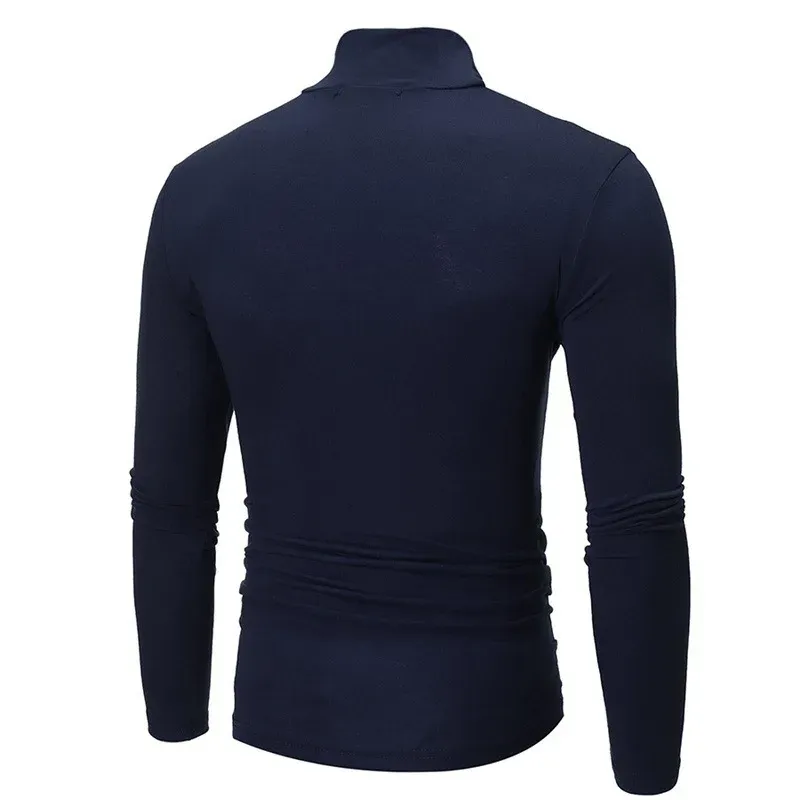 Men's Autumn Winter High Neck Long Sleeve T-Shirt Slim Fit Fashion Pullover - Breathable Elastic Apparel for Casual Wear showcase 14