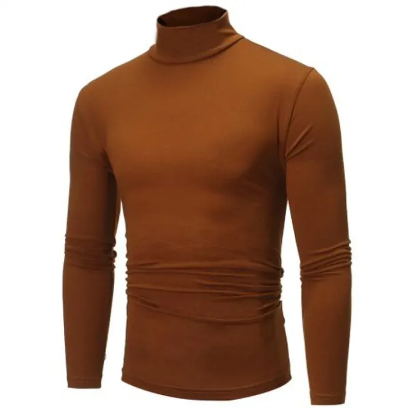 Men's Autumn Winter High Neck Long Sleeve T-Shirt Slim Fit Fashion Pullover - Breathable Elastic Apparel for Casual Wear showcase 18