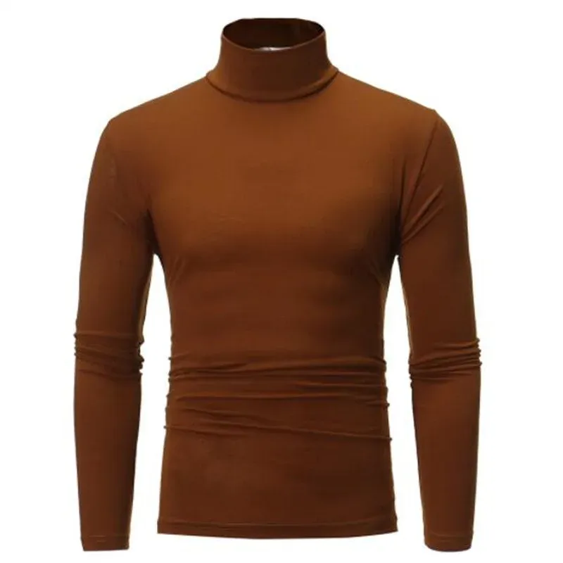 Men's Autumn Winter High Neck Long Sleeve T-Shirt Slim Fit Fashion Pullover - Breathable Elastic Apparel for Casual Wear showcase 17