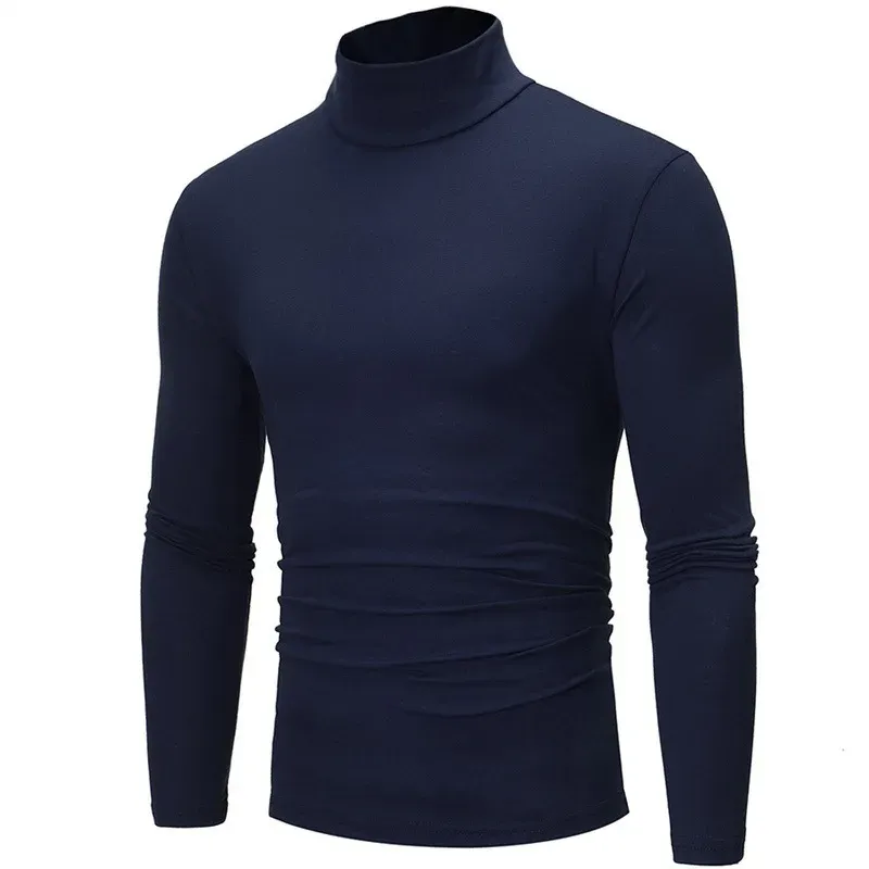 Men's Autumn Winter High Neck Long Sleeve T-Shirt Slim Fit Fashion Pullover - Breathable Elastic Apparel for Casual Wear showcase 13