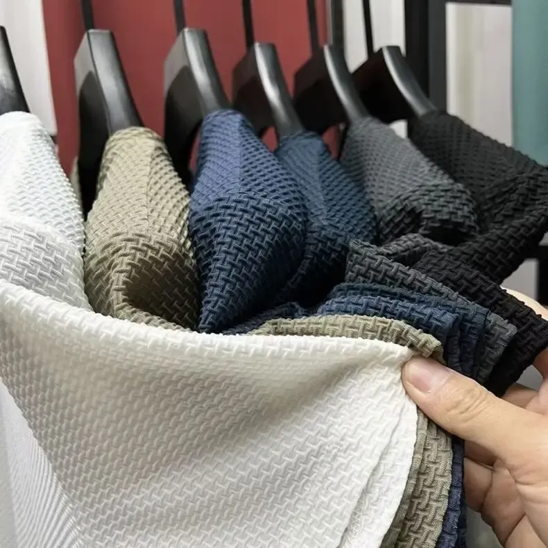 Men's Ice Silk Mesh T-Shirt Short Sleeve Round Neck Breathable Solid Color Summer Top for Casual Wear showcase 21