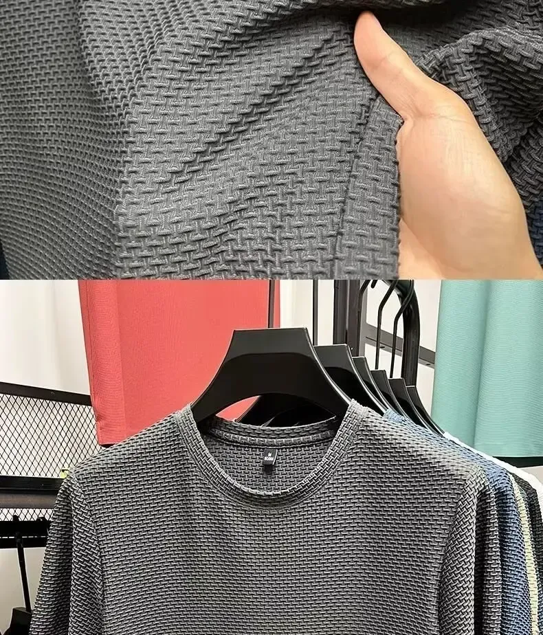 Men's Ice Silk Mesh T-Shirt Short Sleeve Round Neck Breathable Solid Color Summer Top for Casual Wear showcase 2