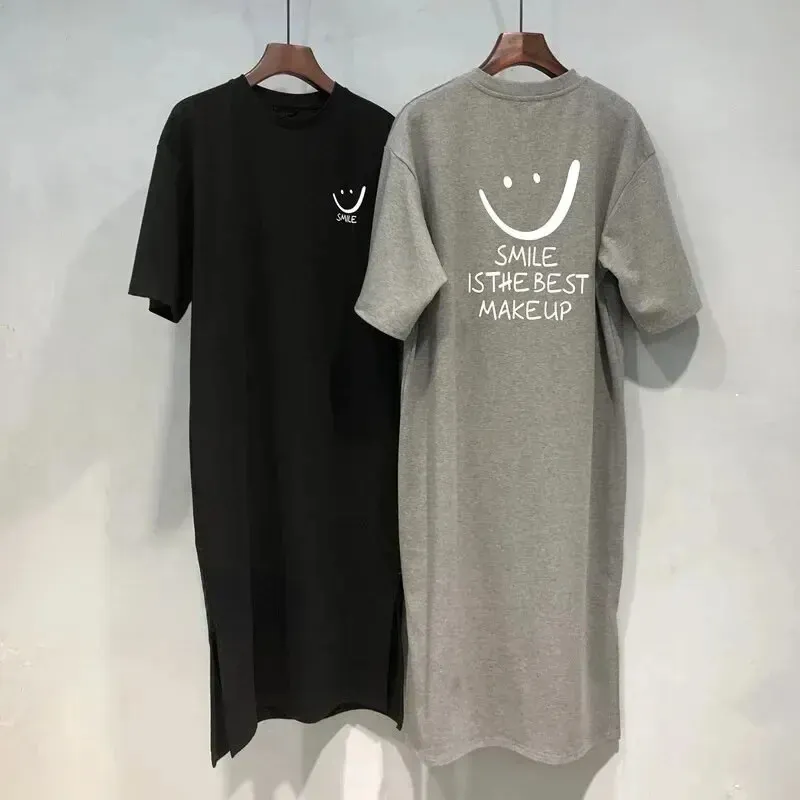 Women's Summer Short Sleeve T-Shirt Dress - Loose Fit, Mid-Length, Over-the-Knee Style for Casual Wear showcase 1