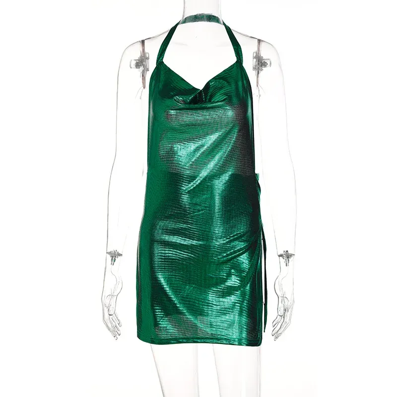 Women's Sequin Party Dress Elegant Hanging Neck Backless Mini Dress for Evening Clubwear showcase 39