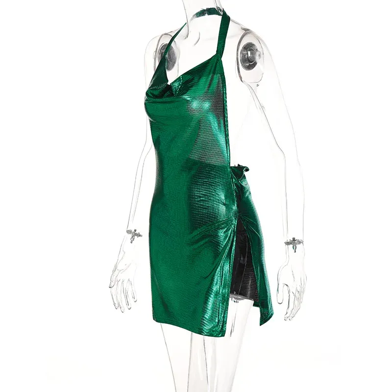 Women's Sequin Party Dress Elegant Hanging Neck Backless Mini Dress for Evening Clubwear showcase 40