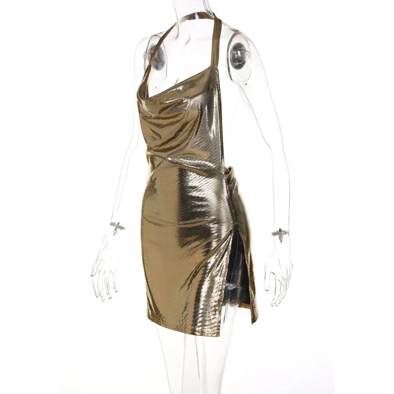 Women's Sequin Party Dress Elegant Hanging Neck Backless Mini Dress for Evening Clubwear showcase 30