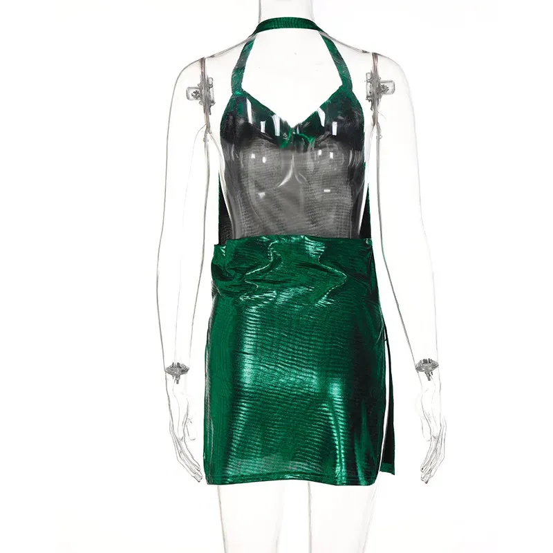 Women's Sequin Party Dress Elegant Hanging Neck Backless Mini Dress for Evening Clubwear showcase 41