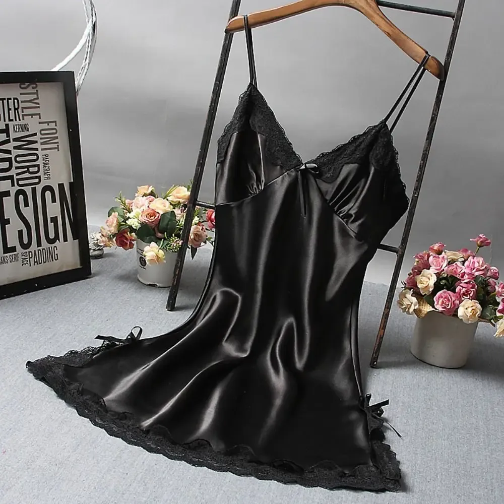 Sexy Lace Camisole Nightgown for Women - Elegant Patchwork Lingerie Sleepwear Dress, Perfect for Lounging or Special Occasions showcase 1