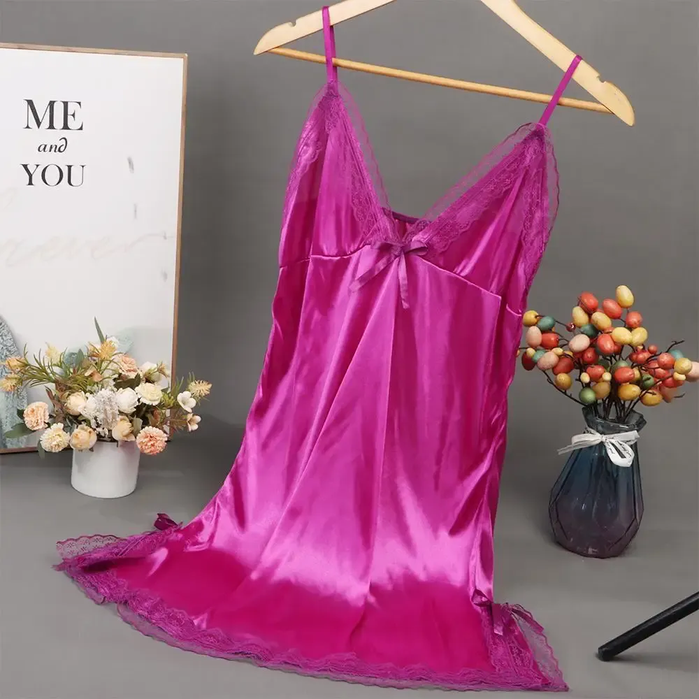 Sexy Lace Camisole Nightgown for Women - Elegant Patchwork Lingerie Sleepwear Dress, Perfect for Lounging or Special Occasions showcase 6