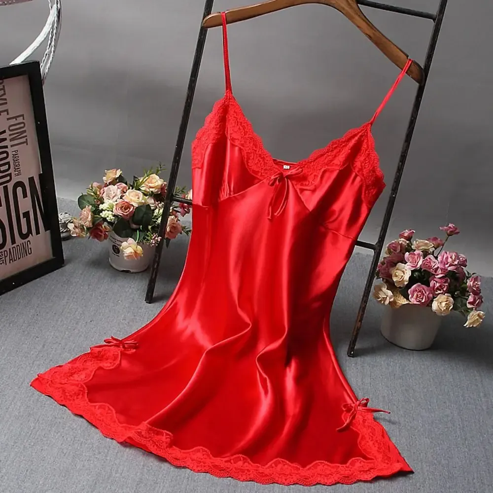 Sexy Lace Camisole Nightgown for Women - Elegant Patchwork Lingerie Sleepwear Dress, Perfect for Lounging or Special Occasions thumbnail 2