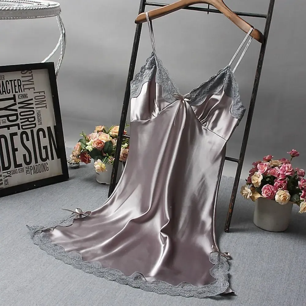 Sexy Lace Camisole Nightgown for Women - Elegant Patchwork Lingerie Sleepwear Dress, Perfect for Lounging or Special Occasions showcase 7