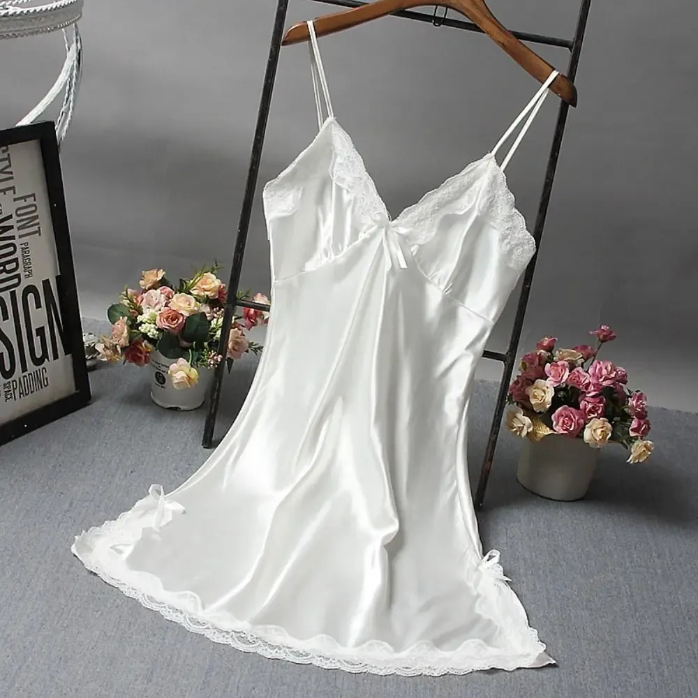 Sexy Lace Camisole Nightgown for Women - Elegant Patchwork Lingerie Sleepwear Dress, Perfect for Lounging or Special Occasions thumbnail 4