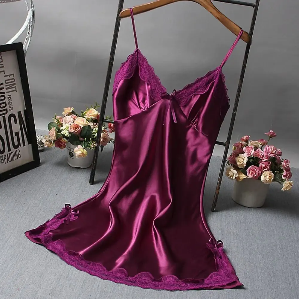 Sexy Lace Camisole Nightgown for Women - Elegant Patchwork Lingerie Sleepwear Dress, Perfect for Lounging or Special Occasions thumbnail 5